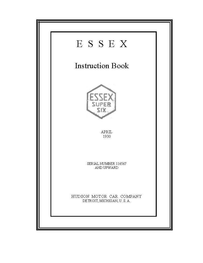 1930 Essex Instruction Book